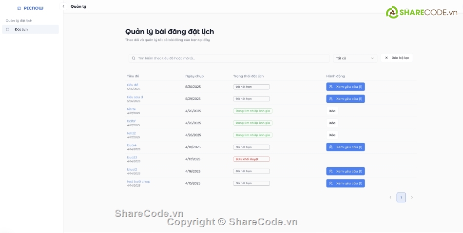 source code chụp ảnh,website đặt lịch chụp ảnh,nextjs nestjs source code,source code marketplace,thanh toán vnpay source code,dashboard admin